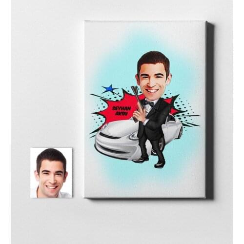 Personalized Mr Special Agent Cartoon Canvas Print (50x70 cm.) 1 Special Design Souvenir Beautiful Memories Friends Co Dear