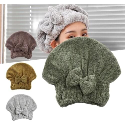 Microfibre Quick Hair Drying Bath Spa Bowknot Wrap Towel Hat Cap For Bath Bathroom Accessories Re