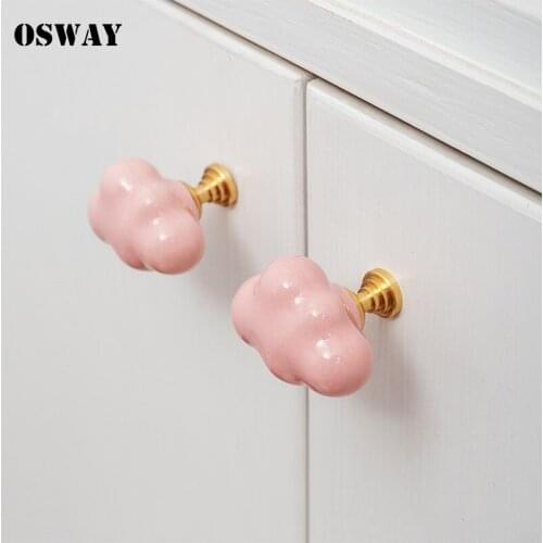 NEW Cute Cartoon Childrens room Environmental Protection Knobs White Cloud Drawer single Handle Ceramic Furniture Cabinet Pulls