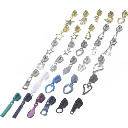 10Pcs Silver Zipper 5# Metal Zipper Puller For Clothes Jacket Jeans Automatic Lock DIY Clothing Sewing Metal Accessories