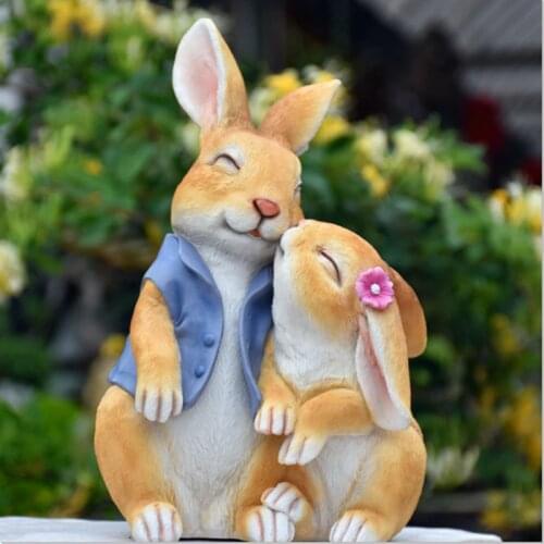 Nordic Ins Creative Resin Simulation Rabbit Ornaments Home Outdoor Courtyard Micro Landscape Crafts Gift Fairy Mini Garden Decor