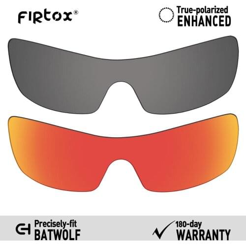 Firtox True UV400 Polarized Lenses Replacement for-Oakley Batwolf OO9101 Sunglasses (Compatiable Lens Only) - Black+Red