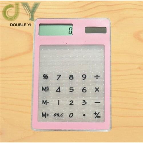 Solar ultra-thin pink touch screen calculator student gift calculator portable calculator Free shipping