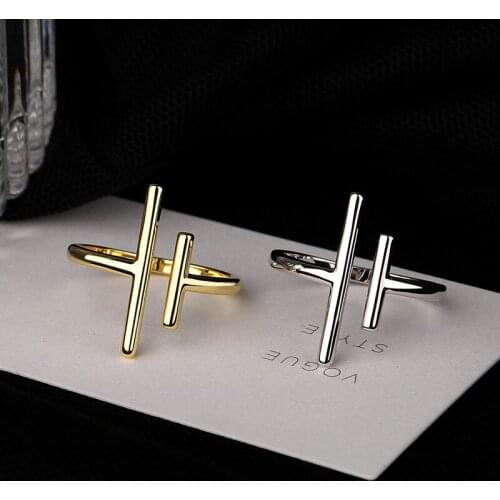 Bohemian S925 Sterling Silver T-shaped Female Ring Letter Open Bracelet Travel Party Jewelry Dinner Party Accessories Gift