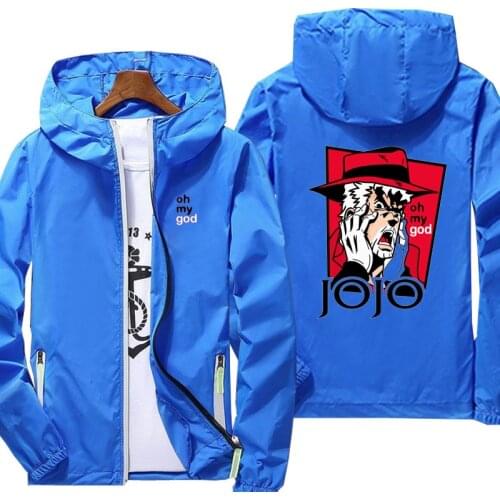Jojo Bizarre Adventure Jacket Spring Autumn reflective zipper Windbreaker waterproof Jackets men street casual Hooded thin Coats