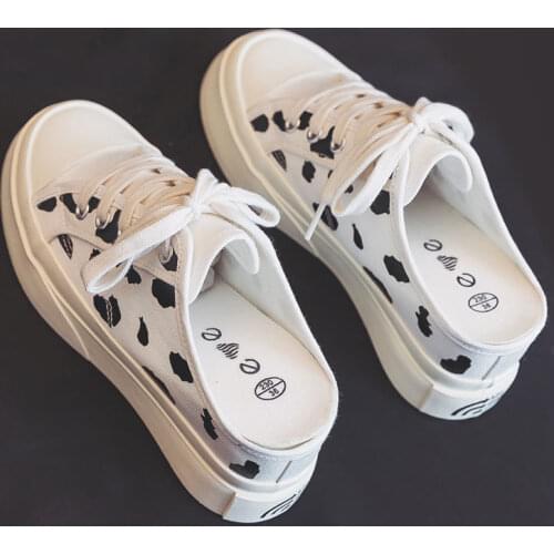 Internal Increasing 7.0cm 2021 Summer New Thick Soled Inside High Canvas Shoes Womens Cow Half Back Gumshoes White Black 34-39
