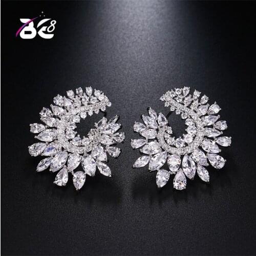 Be 8 Hot Sale AAA Cubic Zirconia Sparkling Big Stud Earrings for Women Fashion Jewelry Bride Earrings E506