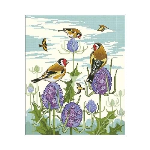 Magazine-Bird on Hydrangea Needlework,For Embroidery,DIY 14CT Unprinted Arts Cross stitch kits Set Cross-Stitching Home Decor
