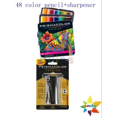 1 box Original Sanford Prismacolor Premier Soft Core 48 Oily Colored Pencils + 1PC Prismacolor Pencil Sharpener