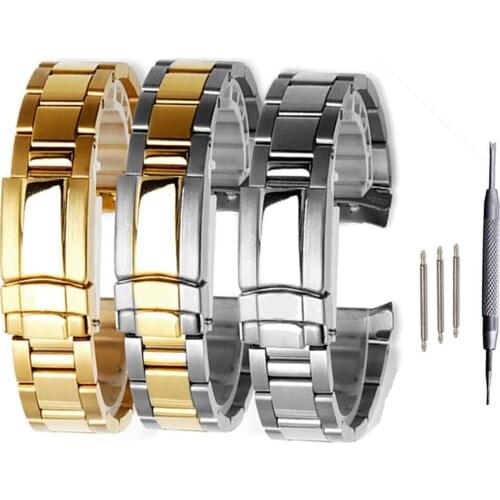 20mm 316L Stainless Steel Solid Curved End Screw Links Clasp Watch Band Strap Bracelet For GMT Submariner