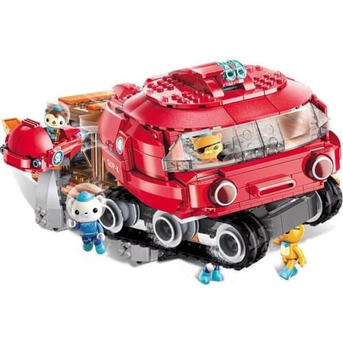 395Pcs Building Block 3707 Submarine Small Column Horseshoe Crab Boat Childrens Small Particle Assembly Toy Gifts