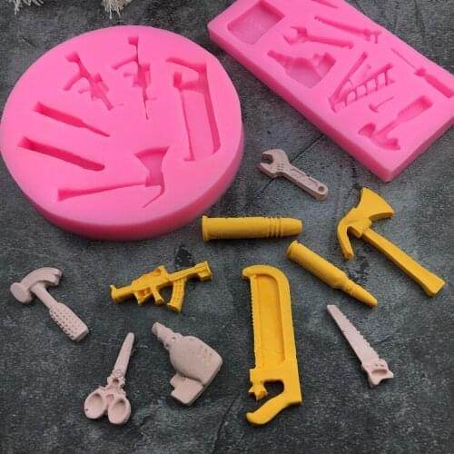 3D Hardware Spanner Scissors Saw Ladder Silicone Fondant Molds Household Cake Decorating Baking Tools Candy Chocolate Gumpaste