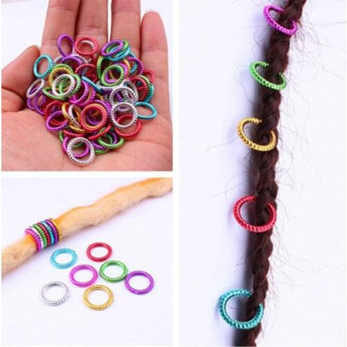 50pcs/set Long Hair Braid Beads Hair Clip Braids Colorful Dreadlock Ring Beads Hair Braider Styling Tool Hair Accessories