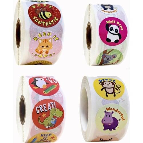 500pcs Reward Stickers Encouragement Sticker Roll for Kids Motivational Stickers with Cute Animals for Students Teachers