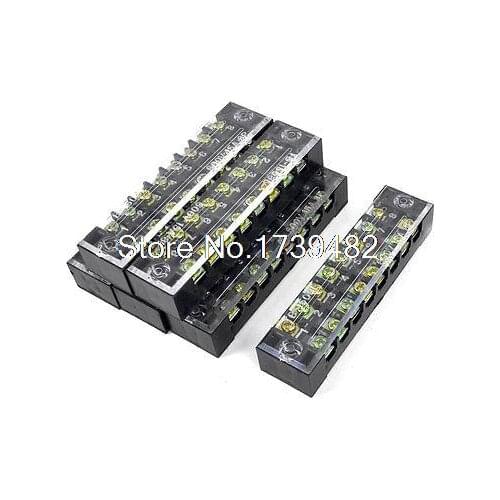 600V 15A 2 Row 8P Screw Connector Electric Barrier Terminal Block Strip 6Pcs