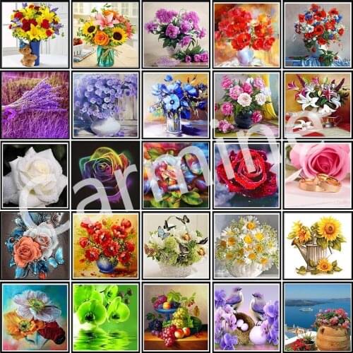 5D DIY Flower Diamond Painting The Vase Flower Basket Cross Stitch Embroidery Homemade Full Round&Square Drill Home Decoration