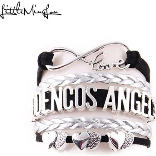 Little MingLou Infinity love podencos angels Bracelet heart Charm leather wrap men bracelets & bangles for women jewelry