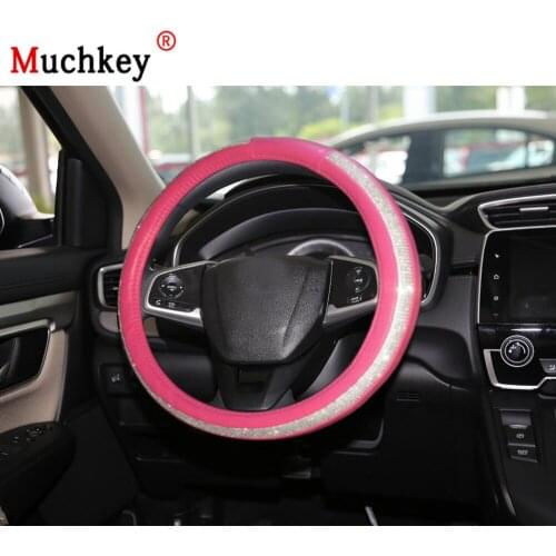 MUCHKEY Brand For Honda CR-V 2018 Car Steering Wheel Cover Luxury Crystal Leather Anti-Slip Auto Accessories Interior
