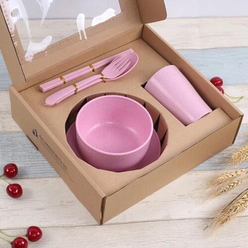 Baby bowl+spoon+fork Feeding Food Tableware BPA Free Cartoon Bear Kids Dishes Baby Eating Dinnerware Set Anti-hot Training Plate