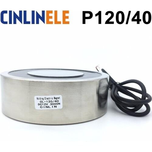 D120mm*H40mm 200KG/2000N Holding Electric Magnet Lifting Solenoid Sucker Electromagnet DC 6V 12V 24V Non-standard custom
