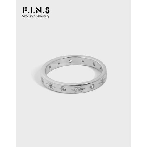 F.I.N.S Minimalist Zircon Inlaid Star S925 Sterling Silver Rings Stackable Luxury Engagement Wedding Thin Index Mid Finger Rings