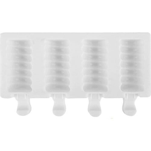 4 Cavity Ice Cream Mold Popsicle Silicone Molds DIY Fruit Juice Dessert Ice Pop Lolly Tray Mold With 50 Small Sticks For Gift