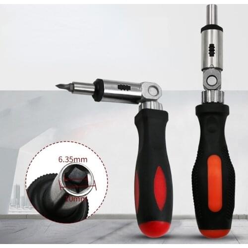 Auto Repair Tool 0-180 Degree Ratchet Screwdriver 1/4 Inch Hexagon Socket, Variable Angle, Left and Right Turn