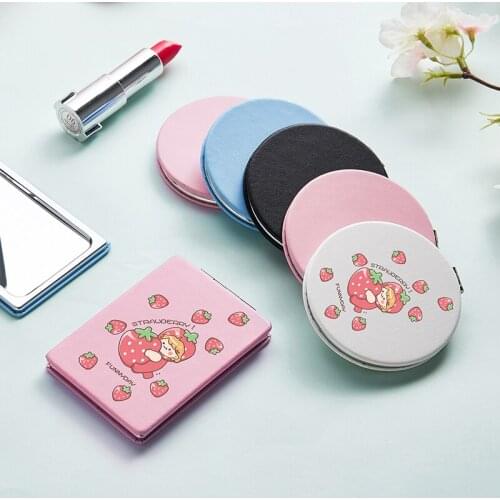 Cute Cartoon Makeup Mirror with Double Sides for women Portable Small Folding Compact Cosmetic Vanity Pocket Magnifying Mirrors