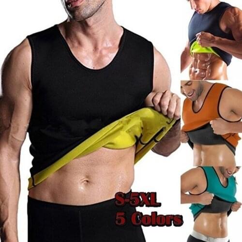 Mens Hot Sweat Body Shaper Vest Neoprene Waist Trainer Slimming Vest Fat Burning Shaperwear Waist Sweat Corset Tummy Fat Burner