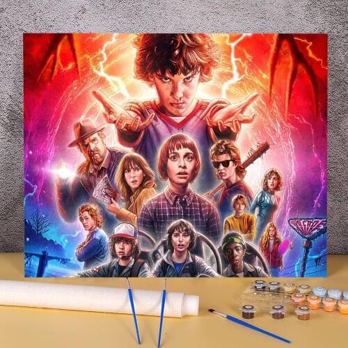 Stranger Things DIY Painting By Numbers Kit Oil Paints 50*70 Paiting By Numbers Home Decoration For Wholesale
