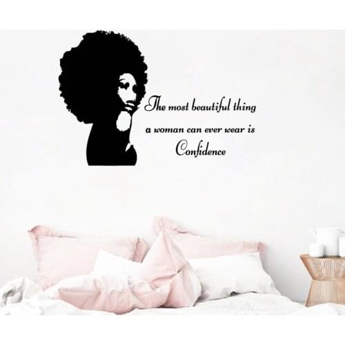 Tribal African Woman Quote Wall Art Decals Decor Beautiful Afro Girl Vinyl Wall Sticker Home Room Mural Art Decals Decoration