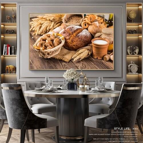 Bread Milk Kitchen Theme Canvas Paintings On The Wall Art Posters And Prints Modern Art Picture For Kitchen Room Wall Decoration