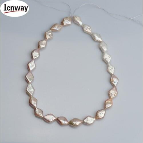 Natural AA rhombus pink Freshwater Pearl 10*14mm 15inches DIY necklace bracelet earring FreeShipping Wholesale