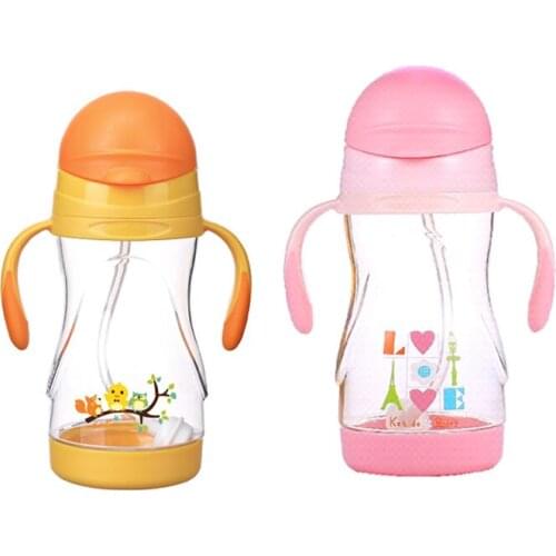 Shatter-proof carton spill-proof heat-resistant straw handle 200-300ml infant water bottle sippy baby cup on sale KD3320