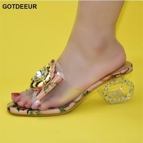 Latest Blue Color Shoes for Women Sandals 2021 Fashion Women Clear Rhinestone Heels High Heels Sexy Ladies Ladies Dress Shoes