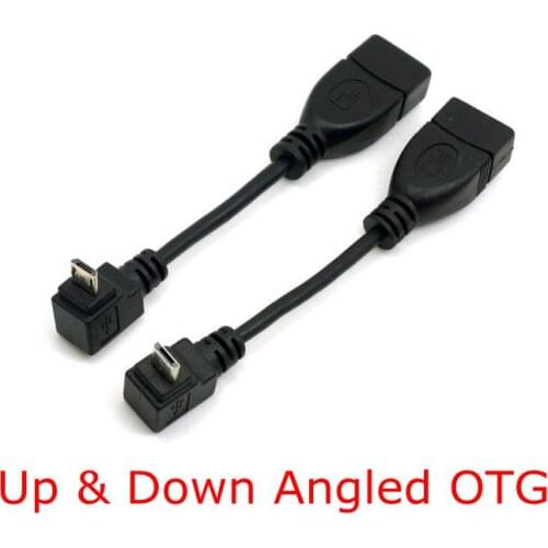 90 Degree Up & Down Right Angled Connector Micro USB 2.0 Male to USB 2.0 Female OTG Cable Adapter 25cm for USB flash disk