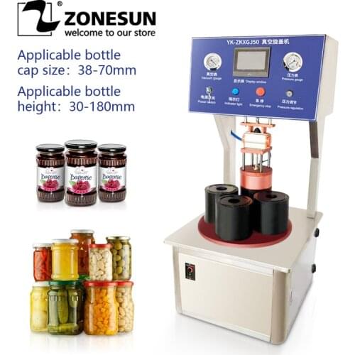 Zonesun Semi-automatic Vacuum Capping Machine Chili Sauce Canned Tinplate Glass Bottle Custom mold Vacuum sealing Machine