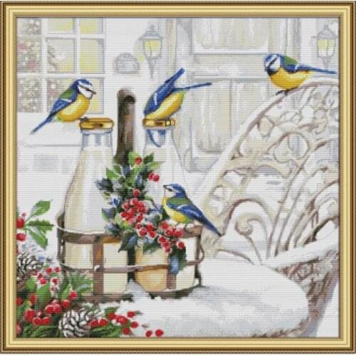 The Bird on The Milk Bottle Counted Cross Stitch Patterns 14CT Printed Fabric 11CT Counted Canvas Handmade Embroidery Needlework