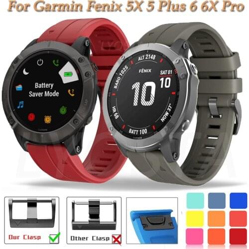 NEW 26 22MM Silicone Quick Release Watchband Strap For Garmin Fenix 6X Pro 5X 5 Plus 3HR 935 D2 MK1 Easyfit Wrist Band Accessory