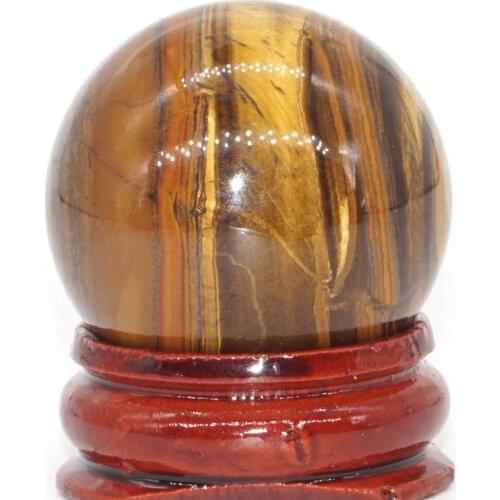 Natural Yellow Iron Tiger Eye Ball Mineral Quartz Sphere Hand Massage Crystal Ball Healing Feng Shui Home Decor Accessory 30mm