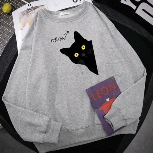 Big Black Cat Personality Hoody Printing Sweatshirt For Mens Street Casual Men Pullover Famous Brand Korean Male Sweatshirts