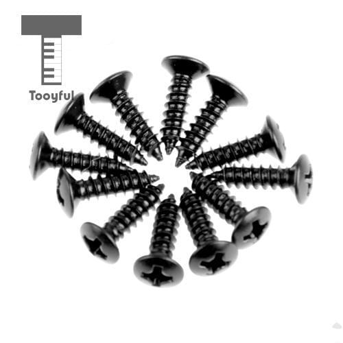 Tooyful High Quality 12Pcs of 3mm Guitar Bass Pickguard Steel With Nickelplate Screws for Electric Guitar Brand Strat Tele Black
