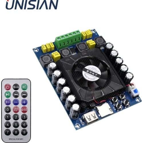 UNISIAN TDA7498E 2.0 Audio Amplifier Two Channels 2*160W High Power Digital Power Amplifier Board Support Remote Control USB TF