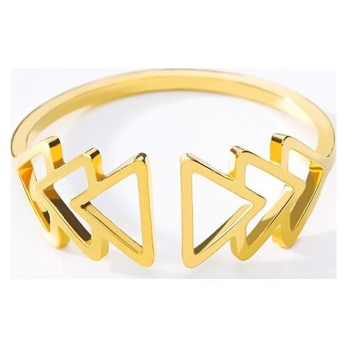 Stainless Steel 3 layers Triangle Finger Rings For Women Fashion Jewelry Gold Color Geometric Knuckle Ring Accesorios Mujer