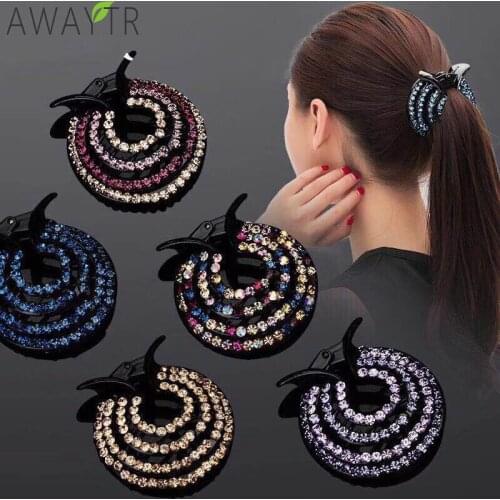 New Crystal Bird Nest Ponytail Holder Fair Crab Claw Clip Hairpin Rhinestone for Women Girls Accessories Barrettes Headwear