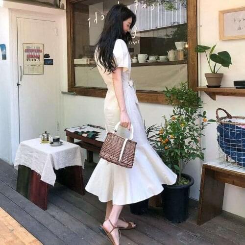 Elegant Dress Long Woman Dress Cute Short Sleeve Korean Japan Dresses for women Style Clothes Date Wear Button Lady Dress