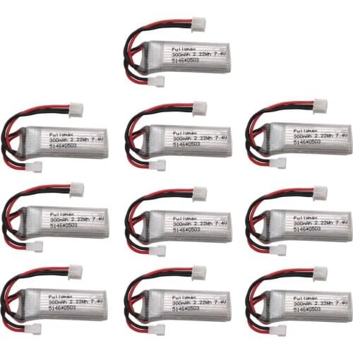 10pcs 7.4V 300mAh 30c Li-Po Battery For WLtoys F959 XK A600 Airplane Spare Parts RC Drone Car