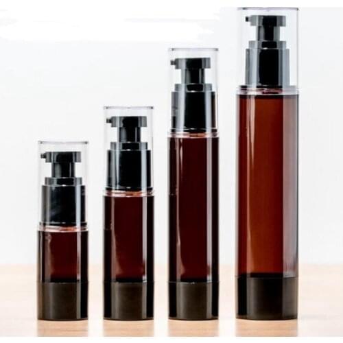 15 30 50 100ml Empty Amber Airless Pump Bottle Plastic Travel Lotion Pump Containers/Airless Lotion Atomizer Dispenser Cosmetic