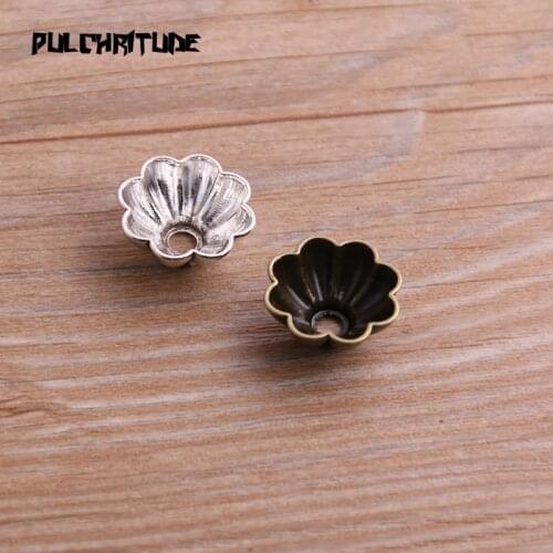 20pcs 8*17*17mm Two Color Bead Caps Charm Hollow Bowl Flower Pendants Jewelry Accessories DIY Receptacle Charms