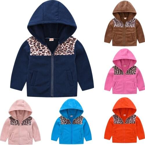 3-8 Y) Children Jacket Winter Jacket Boys Fashion Leopard Stitching Jacket Baby Polar Fleece Hooded Zipper Shirt New пальто 50